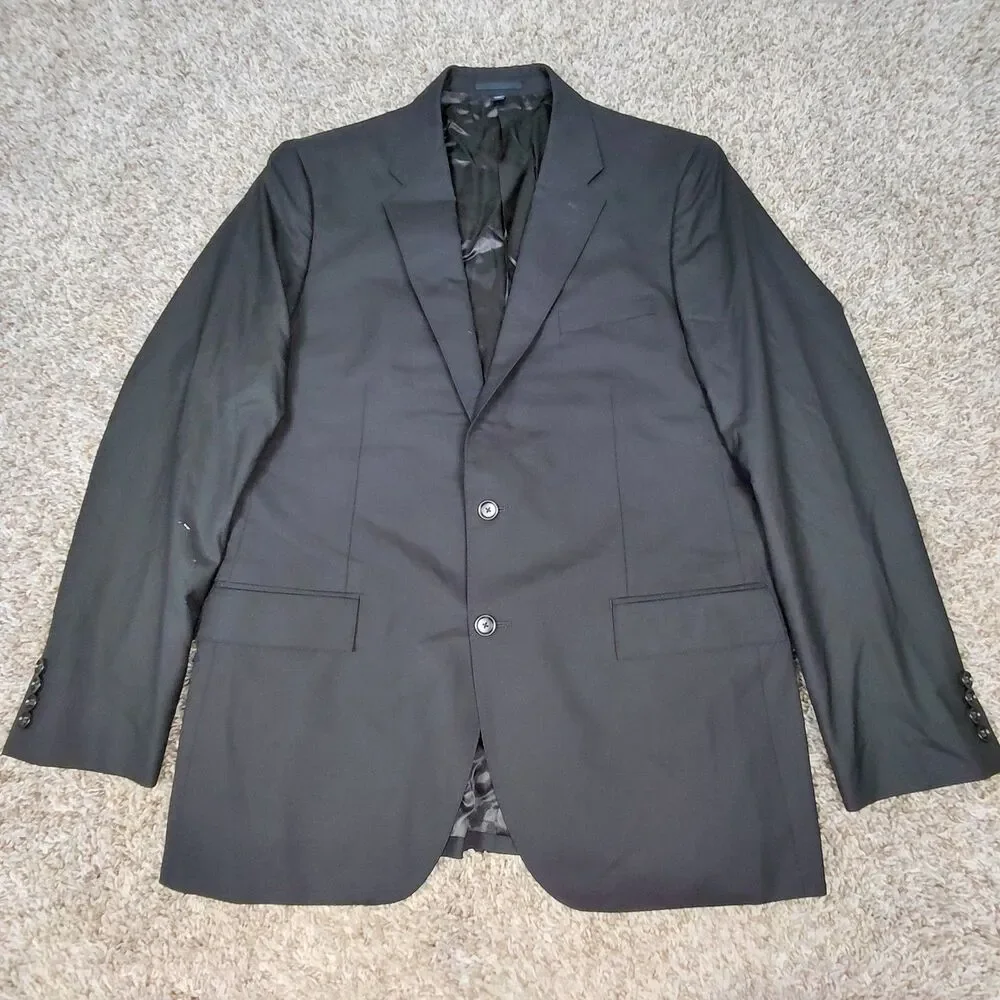 J. Crew Loro Piana Blazer Mens 44L Black Two Button Superfine Wool Sport READ